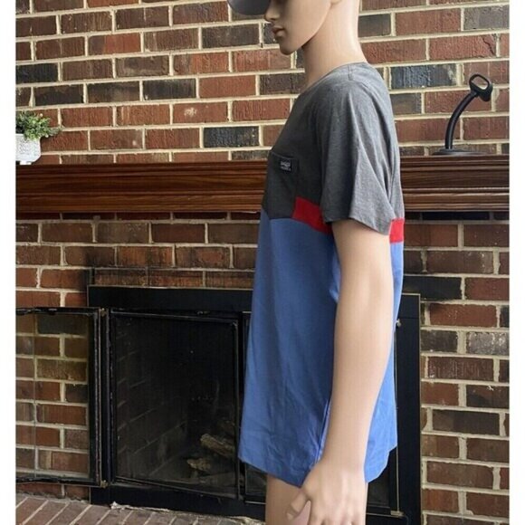 Perry Ellis Men's  Large Blue/Gray/Red Short Sleeve Crew Neck T-Shirt Cotton New - Picture 5 of 11